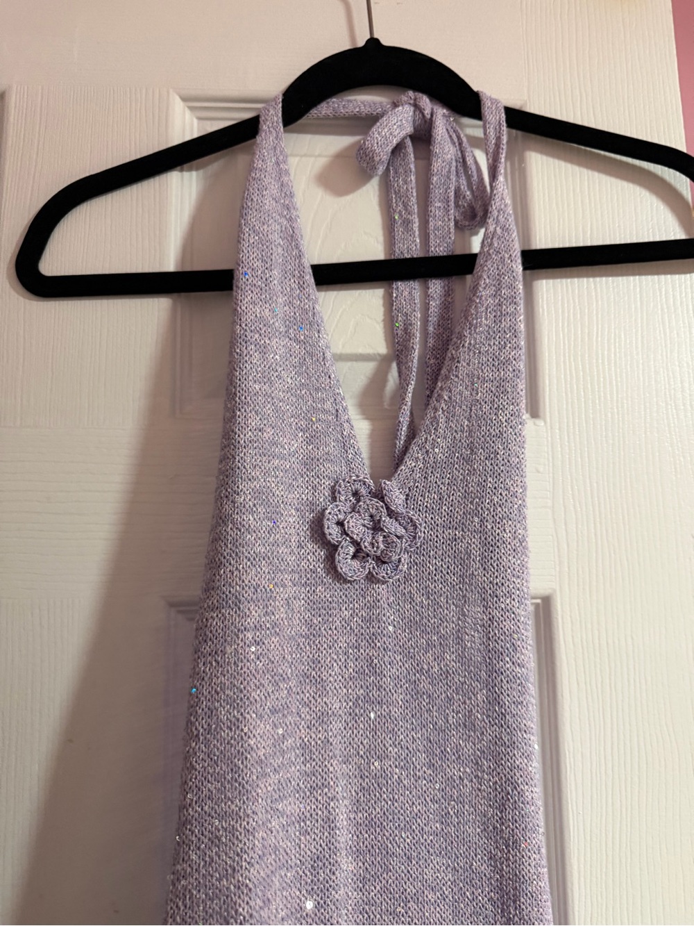 ASTA RESORT Sparkle Lavender Halter Maxi Dress